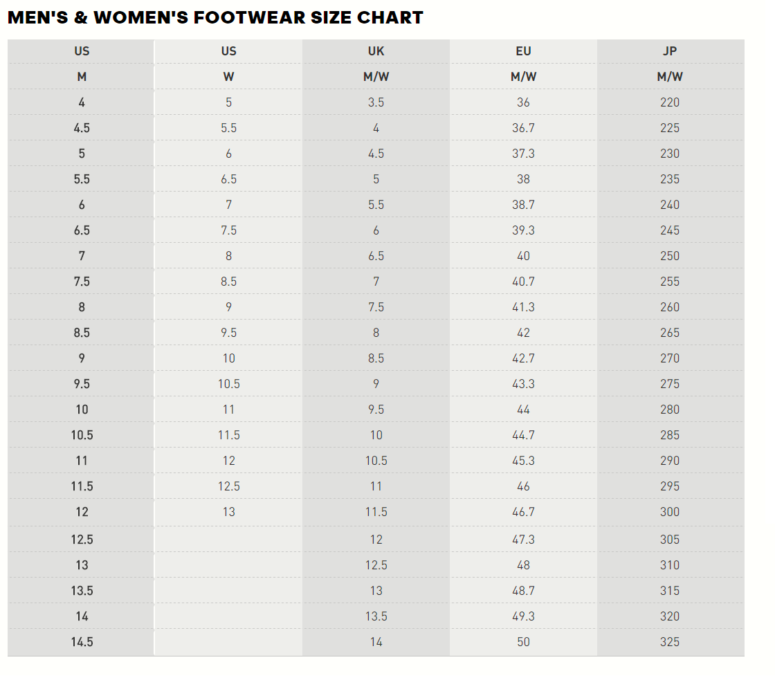 adidas men's to women's size conversion